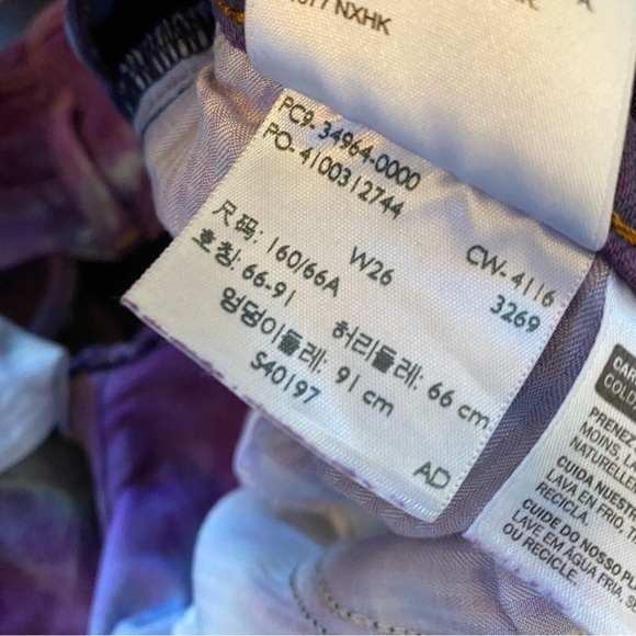 Levis Tie Dye Jeans Waist 26 Womens Size 2 XS Handmade Tie Dye Painted Purple - Picture 16 of 16